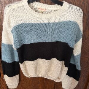 It's Our Time Blue, Black, and Cream Striped Sweater